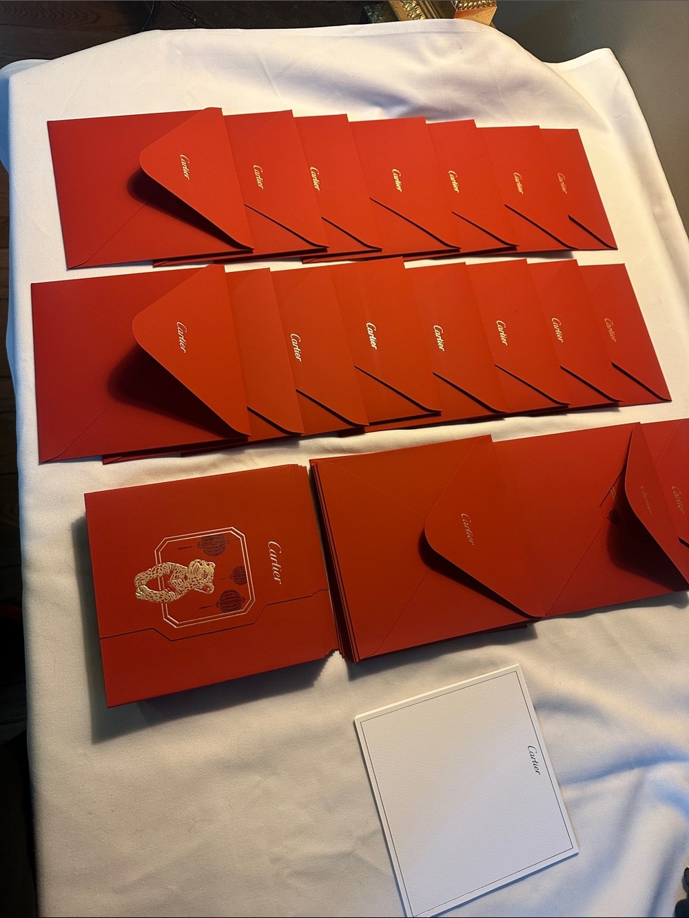 Cartier Red and White Stationery / envelopes ✉️ with cards Set with Gold Detail
